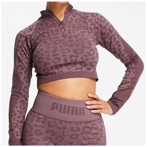 Puma Mauve Animal Print Long Sleeve Top - Picture 1 of 11